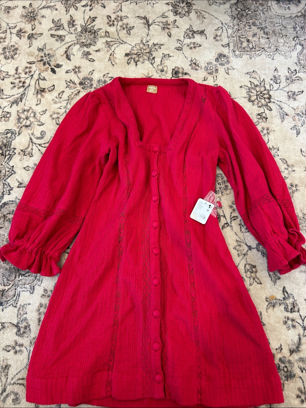 NWT! Free People hot pink Mini Dress with Button Front